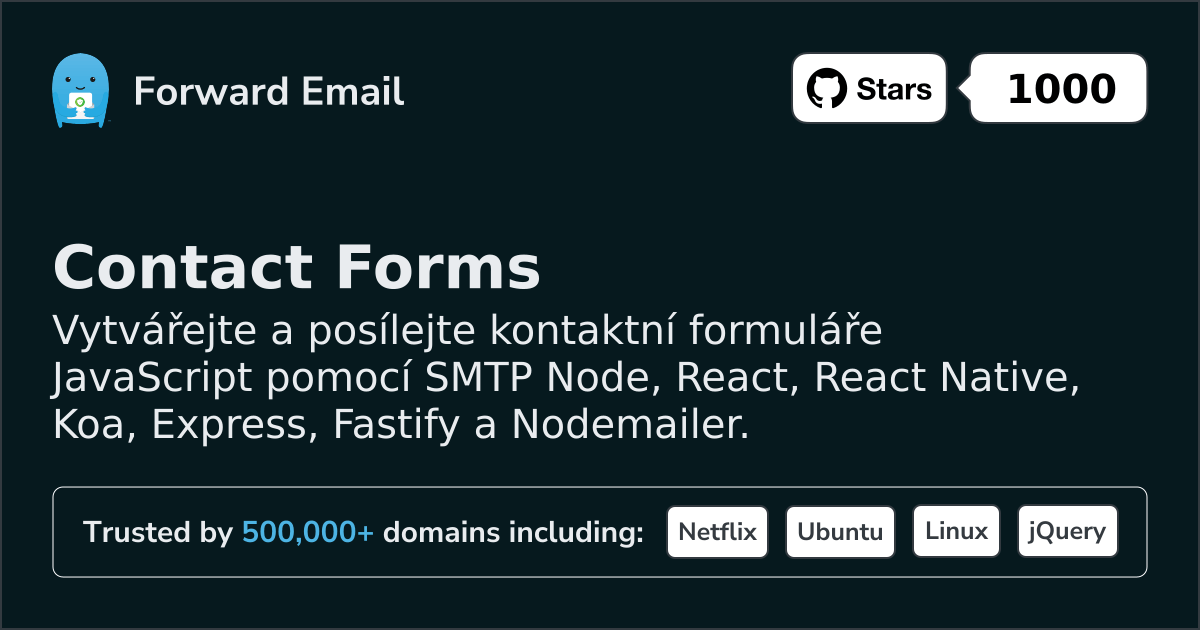 Kontaktní formuláře JavaScript Node.js
