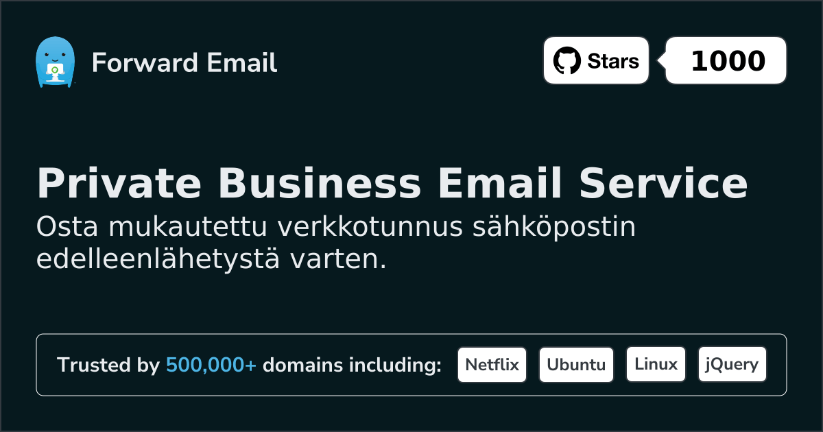 Rekisteröi mukautettu verkkotunnus sähköpostille