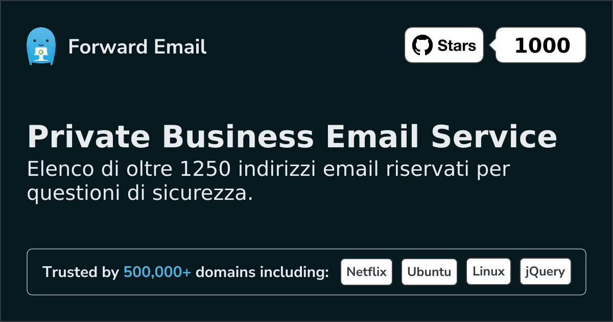 Indirizzi email riservati per gli amministratori