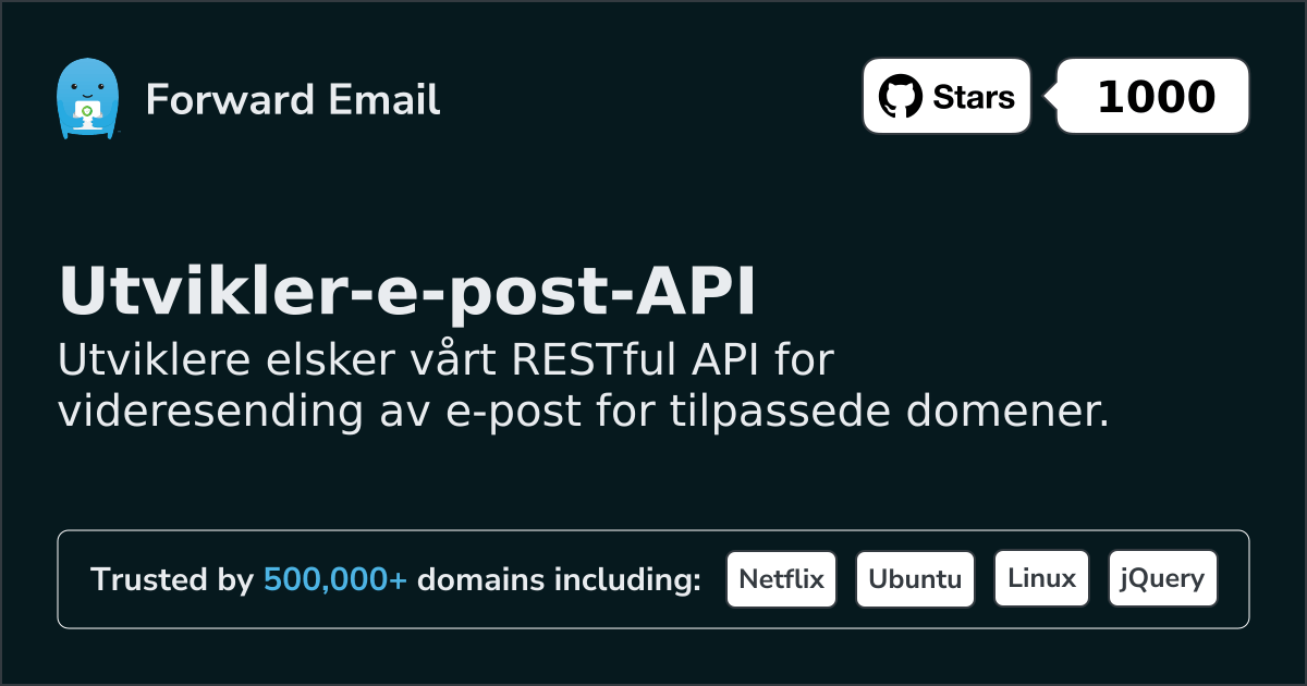 Utvikler-e-post-API for tilpassede domener og webhooks