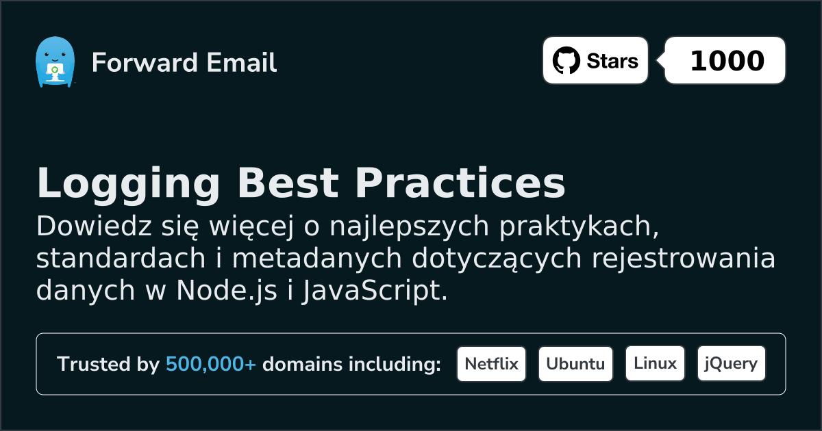 Najlepsze praktyki dotyczące rejestrowania w Node.js